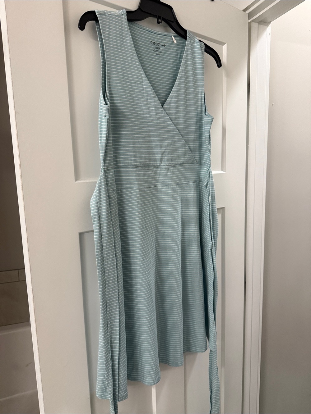 Toad&Co Light Blue Striped Wrap Dress
